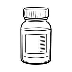 Fototapeta premium Minimalist line drawing of a glass jar or bottle with a lid, empty and labeled, suitable for storage