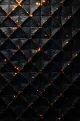 Fototapeta premium Black geometric pattern with gold metallic edges, elegance, background