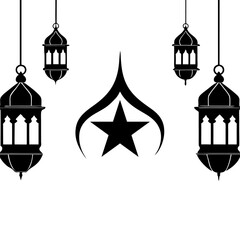 Sleek & Simple Eid Mubarak Silhouette with Islamic Patterns.