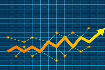 Stock market or finance business growth graph growing arrow line chart financial background 