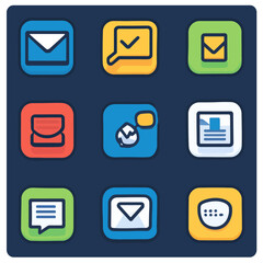 Email Icons: Message, Notification, Chat, Inbox, and Contacts Symbols