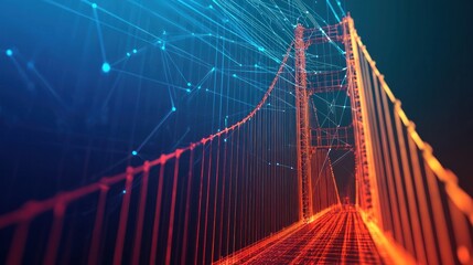 Ai-enhanced bridge engineering innovations urban landscapes digital art futuristic environment low angle viewpoint