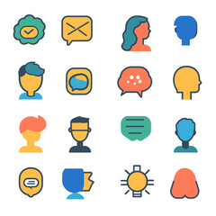 Communication Icons Set - Cloud, Email, Profile, Chat Bubble Graphics