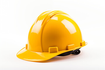 Fototapeta premium yellow construction safety helmet white background generative ai