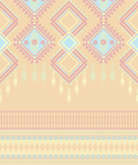 Geometric Fabric Pattern: An intricate textile design, showcasing a harmonious blend of geometric shapes in soft, pastel hues, creating a visually captivating surface texture.