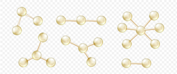Visual depiction of various molecular structures represented with spherical models and connecting rods. Transparent background emphasizes the molecular bonds and interactions.