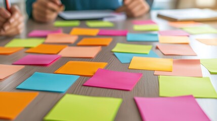 Creative team collaborating on content strategy in modern office interactive workspace high angle view