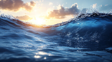 Fototapeta premium Blue and white ocean wave texture in daylight, abstract aqua and teal water surface with flowing motion, modern background for nature, tranquility, and fluidity themes.