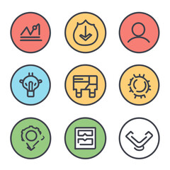 Data Analytics Concept with Graph Security Idea and Settings Icons Set