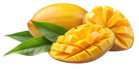 Fototapeta premium Yellow mango isolated on transparent background png