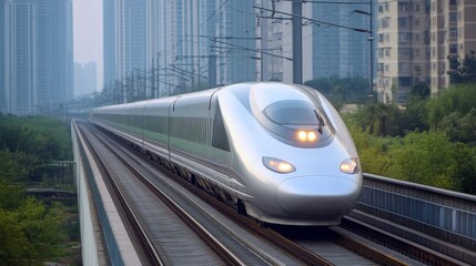 Naklejka premium Exploring the world of high speed trains innovations in rail travel and transportation efficiency