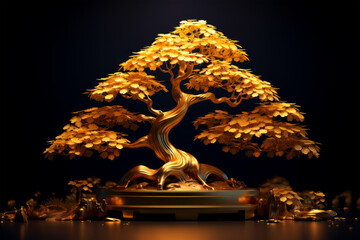 bonsai tree design on dark background