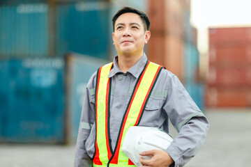 Confident Logistics Worker at Shipping Yard.