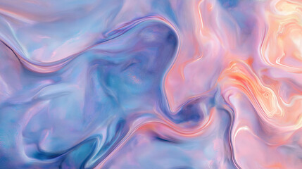 Obraz premium Abstract background with vibrant iridescent fluid, smooth holographic waves and dynamic swirling textures