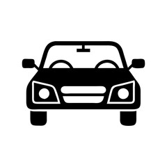 Car Icon Vector. Front View Vehicle Silhouette Symbol