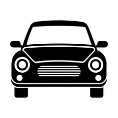 Car Icon Vector. Front View Vehicle Silhouette Symbol
