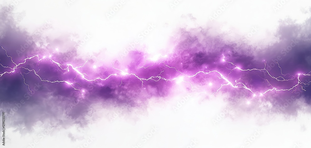 Poster isolated purple electricity effect on transparent background. lightning bolt with glowing flashes po