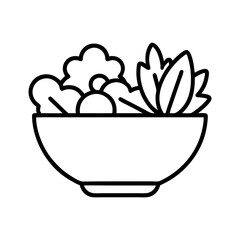 Salad Bowl Icon Vector. Healthy Food Line Art Symbol