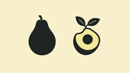 Pear and Avocado on a Beige Surface, for healthy food products and backgrounds