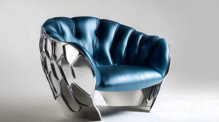 Modern elegance captured in peacock blue chair, radiating pure style and inviting relaxation with its unique design