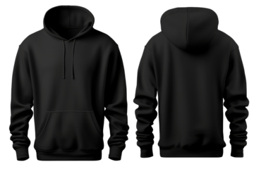  black blank hoodie on transparent background