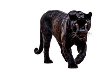 Black panther walking on transparent background