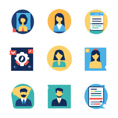 Business Team Profile Review with Document and Settings Graphics