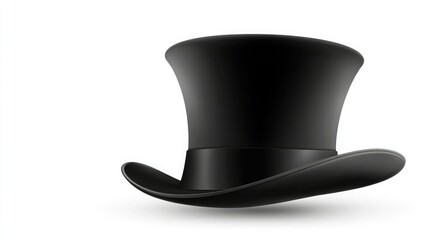 A black top hat isolated on a white background, high-resolution