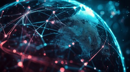 Futuristic global connectivity concept with digital network on earth