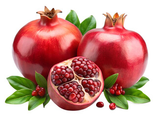 Close up of two pomegranate isolated on transparent background png