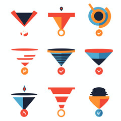 Funnel Visualization Icons - Conversion, Sales, Marketing, Optimization