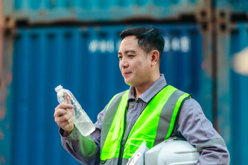 Container Worker Hydrating on the Job