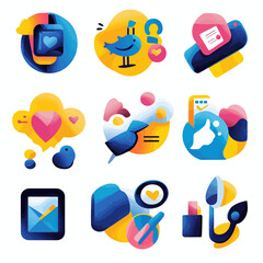 Social Media Communication Icons with Modern Design and Vibrant Colors