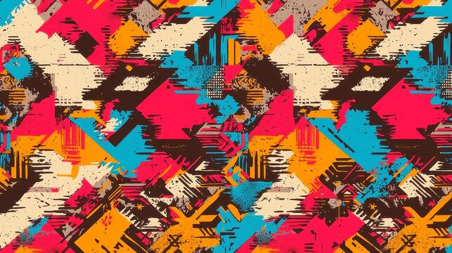 Aztec Tribal Motif Pattern, intricate seamless design featuring bold geometric shapes, ideal for home decor projects, elegant line art with ample copy-space for personalization