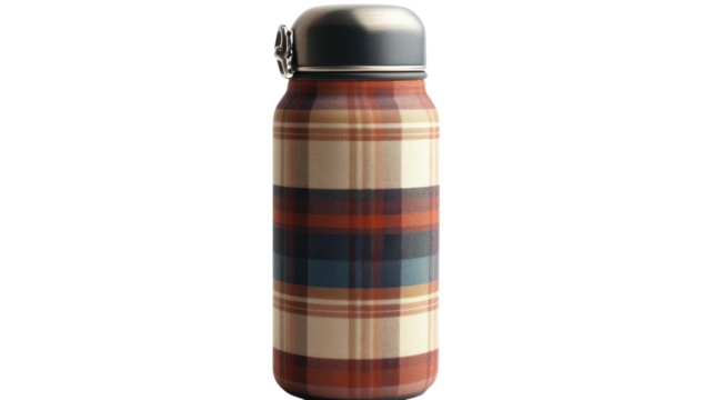 Stylish insulated water bottle with plaid pattern ideal for outdoor activities and daily use