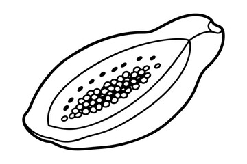  Line Art of Papaya Fruit Vector Illustration