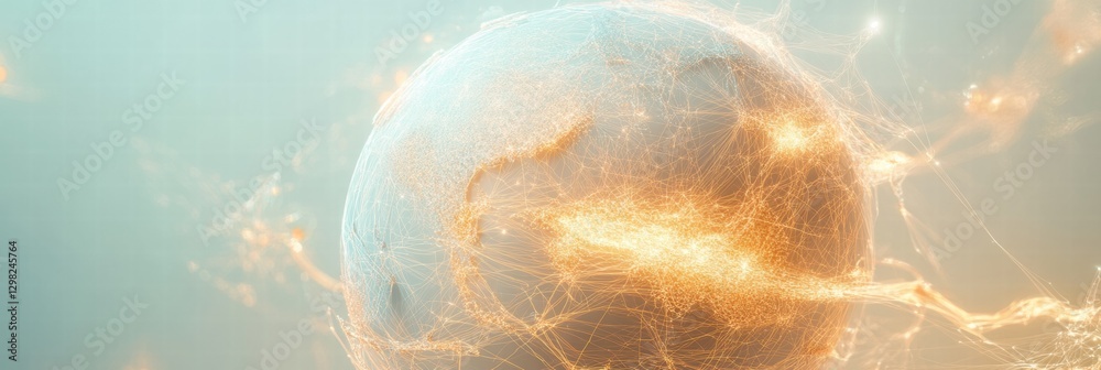 Aufkleber Swirling energy and light enveloping a planet in a cosmic setting during an ethereal moment. Generative AI