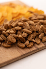 snacks for beer close-up crisp snacks on white background