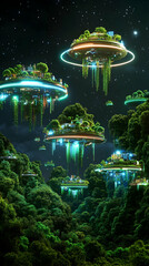 Futuristic Green Cityscapes, 3D Illustration