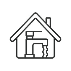 Water supply, icon in line design. Water supply, plumbing, pipeline, faucet, tap, clean water, utility on white background vector. Water supply editable stroke icon