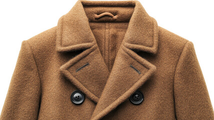 Brown wool coat with double buttons, a classic style for winter fashion, suitable for casual or formal occasions