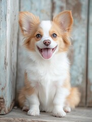 Portrait of chihuahua puppy dog sit and smile cheerful