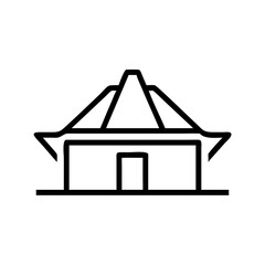 Village Hut Line Icon Vector Illustration