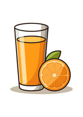 Orange Juice with Slice Vector Illustration

