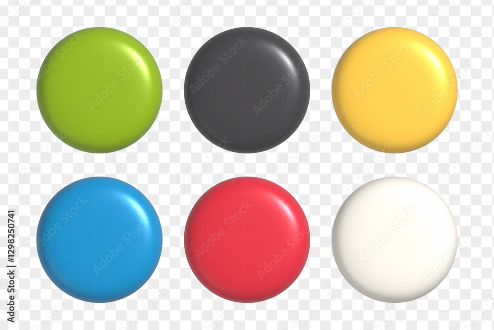 Poster 3d realistic shapes set. colorful round buttons for ui ux design or mock-up template.