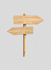 Wooden sign, Rustic Wooden Signpost with Directional Arrows for Wayfinding on transparent background, png, psd
