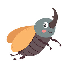 Bug. Cute cartoon beetle. Children's illustration. Vector illustration isolated on a white background.