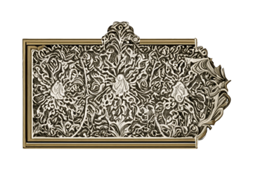 Intricate floral frame, ornate design, beige, dark background, wall art