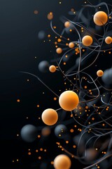 Abstract Orange Spheres and Dark Lines on Black Background