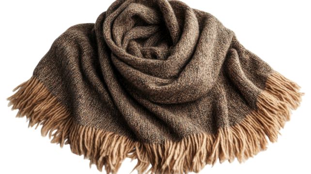 Soft brown scarf with fringe ideal for cool weather layering and style enhancement during fall and winter months